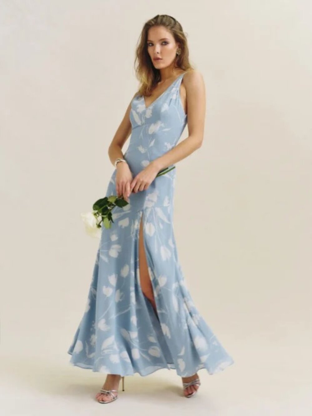 NWT Reformation Orianna Dress in Clarity Blue White Maxi Bridal Size 0